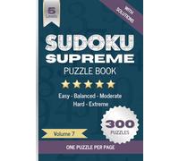 Sudoku Supreme Puzzle Book, Volume 7: Boost brain power with 300 large grid Sudoku puzzles, one per page, Five difficulty levels (Easy to Hard), ... attention (Sudoku Supreme Puzzle Book Series)