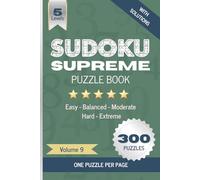 Sudoku Supreme Puzzle Book, Volume 9: Boost brain power with 300 large grid Sudoku puzzles, one per page, Five difficulty levels (Easy to Hard), ... attention (Sudoku Supreme Puzzle Book Series)