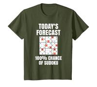 Sudoku T-Shirt as Number Puzzle Sudoku T-Shirt, Youth, Olive Green, X-Small