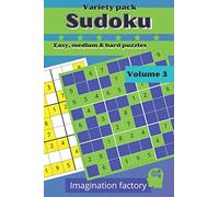 Sudoku variety pack. Easy, medium & hard puzzles: 100 puzzles. 6x9 travel size. Easy to carry: 3 (Travel Sudoku variety packs. On the go or at home !)