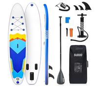 SUDOO 10FT 3M Inflatable Stand Up Paddle Board SUP, Paddle Boards For Adults, Full-EVA Deck, Shoulder Strap, Double-headed Paddle, Lightweight Complete Kit for Beginners Surfing (Yellow Blue)