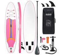 SUDOO 10FT 3M Inflatable Stand Up Paddle Board SUP, Paddle Boards For Adults, Full-EVA Deck, Shoulder Strap,Kayak Seat, Double-headed Paddle, Lightweight Complete Kit for Beginners Surfing (Pink)