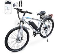 SUDOO Electric Bike, 26'' Ebike with 36V 7.8Ah Removable Battery & 250W Powerful Motor, 7 Speed, LCD Display, APP Control, Electric Mountain Bicycle for Adults Men, Anti-Theft(White)