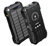 Sudrov Solar Charger Power Bank, 42800mAh Wireless Portable Charger with USB-C in/Output, QC3.0 Fast Charging 15W 4 Ports Outdoor Battery Pack Built-in Dual Led Flashlights for iPhone Samsung etc