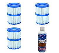 SUDS-ONLINE Filter Cartridge Cleaner With Compatible Bestway Filter Cartridge VI Replacement FOR Miami, Vegas, Monaco, Palm Springs (3 x Twin Pack + 500ml)