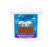 SUDS-ONLINE Multifunctional Chlorine Tablets 20g (50 Pack, 1kg) - Hot Tub & Swimming Pool 4-in-1 Multifunctional Water Treatment - Slow Dissolving Sanitiser -