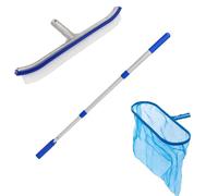 SUDS-ONLINE SWIMMING POOL SPA HOT TUB 18" WALL BRUSH + OVAL DEEP LEAF NET +TELESCOPIC POLE