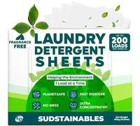 Sudstainables BYCRAY Sojourner Detergent Sheets (200 Refills) - Soap Detergent Strips for Environmentally Friendly Clothing, Environmentally Friendly, Residue-Free, Plastic-Free, Environmentally