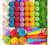 SudsyRoar 30 Rose Shape Bath Bombs - Handmade with Natural Ingredients, 6 Relaxing Aromas, Relaxing Spa Gifts for Women, Men, Teens and Kids - Gifts by Autocu