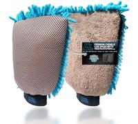 Sudz Budz® Premium Microfibre Chenille Car Washing Mitt 2 Pack | 2-in-1 Double-Sided Scrubber and Fleece Mitts. Soft, Durable, No Scratch, Lint-Free Washing and Detailing for Exterior Car Care