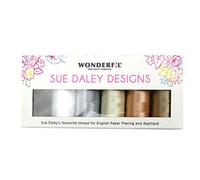 Sue Daley Designs WonderFil Neutrals Specialty Threads, 6 x 273yd spools 2-Ply 80wt Cottonized Soft Polyester Silk-Like Thread Fine Sewing English Paper Piecing EPP Applique Sewing Decobob