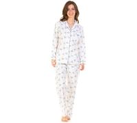 Sue Marks Women's Long Sleeve Wincey Meadow Flannel Button-Through Pyjama (UK 10/12, EU 38/40, Blue)