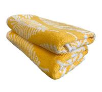 Sue Rossi 100% Turkish Cotton Hand Guest Towels, Pack Of 2, Very Soft & Absorbent, Quick Dry 500gsm Thick, Bathroom Or Kitchen Utility Towel Set. (Yellow Leaf)