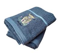 Sue Rossi Embroidered Turkish 100% Cotton Tea Towels Set of 2 - Premium Kitchen Hand Towels, Soft, Absorbent, Cleaning Drying Dish Cloths, Decorative Kitchen Linen Set (Grey Highland Cow)