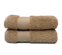 Sue Rossi Hand Towels 100% Turkish Organic Combed Cotton, Bathroom Or Kitchen Towel, 600gsm Thick, Very Soft Plush & Absorbent, 50 x 90cm, Single Or Twin Set Premium Quality (Camel, 2)