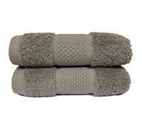 Sue Rossi Hand Towels 100% Turkish Organic Combed Cotton, Bathroom Or Kitchen Towel, 600gsm Thick, Very Soft Plush & Absorbent, 50 x 90cm, Single Or Twin Set Premium Quality (Silver Grey, 2)
