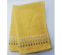 Sue Rossi Ltd 100% Portuguese Cotton Guest Towels Hand Kitchen Towel Face Cloth 30 x 50 cm Pack Of 2 (Grey - Yellow)