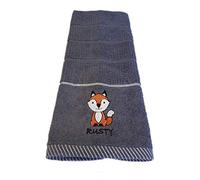 Sue Rossi Ltd Kitchen Tea Towels 100% Turkish Cotton Soft Absorbent Terry Dish Cloth Animal Design Hand Towel Grey Or Silver (Dark Grey Fox)