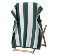 Sue Rossi Striped Cotton Cabana Beach Towel - 100% Soft, Absorbent & Quick-Dry - Large Oversized Towel for Pool, Travel & Holidays - Lightweight, Sand-Free, Machine Washable - 70 x 150cm (Green)
