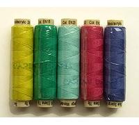 Sue Spargo Ellana Wool Blend Thread for Embroidery - Five 70-Yard Spools, Matches The ''Flower'' Colorway 1 Wool Applique Pack