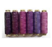Sue Spargo Ellana Wool Blend Thread for Embroidery - Six 70-Yard Spools Bundle (07 - Violets & Purples)