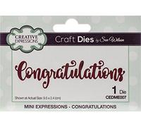 Sue Wilson Mini Expressions Congratulations Die, Metal, Silver, 12.5 x 8 x 0.8 cm