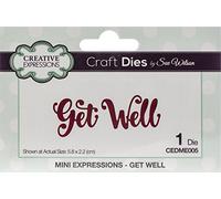 Sue Wilson Mini Expressions Get Well Die, Metal, Silver, 12.5 x 8 x 0.8 cm, CEDME005
