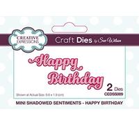 Sue Wilson Mini Shadowed Sentiments - Happy Birthday - Cutting Dies, Silver, 9.6 x 1.9 cm Largest die