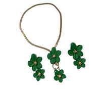 SueaLe Blooming Necklace And Earrings Set Stylish Beach Vacation Jewelry Alloy Fashion Neckchain Ear Studs Accessories For Her Gift Jewelry For Women