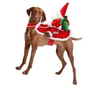 SueaLe Christmas Theme Pet Dog Apparel Santa Riding Costume Holiday Photography Clothing For Festival Event Dressingup Christmas Costume