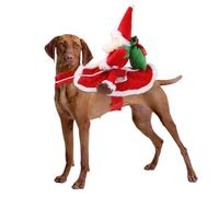 SueaLe Christmas Theme Pet Dog Apparel Santa Riding Costume Holiday Photography Clothing For Festival Event Dressingup Christmas Costume
