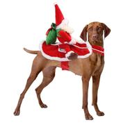 SueaLe Christmas Theme Pet Dog Apparel Santa Riding Costume Holiday Photography Clothing For Festival Event Dressingup Christmas Costume
