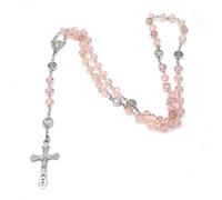 SueaLe Crystal Bead Catholic Rosary Necklace Cross Pendant Choker Religious Necklaces Long Chain Prayer Charm Jewelry Gift Cross Pendant Necklace