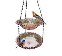 SueaLe Double Layer Hanging Bird Bath with Stable Design for Garden Wildlife Enjoyment Bird Bath with S Hook