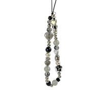SueaLe Elegant Handmade Beaded Keychain Pendant Chain Strap Fashion Cellphone Rope Women Telephone Lanyard Jewelry Adjustable Phone Lanyard Black