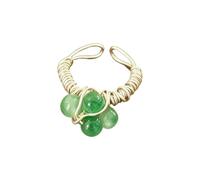 SueaLe Entangled Natural Stone Beaded Rings Adjustable Size, B