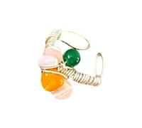 SueaLe Entangled Natural Stone Beaded Rings Adjustable Size, C