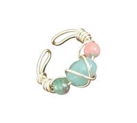 SueaLe Entangled Natural Stone Beaded Rings Adjustable Size, E