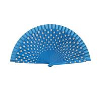 SueaLe Flamenco Spanish Wood Folding Fan Dots Pattern Modern Classical Vintage Wood Hand Fan For Dance Perfornamnces Party Hand