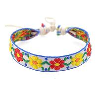 SueaLe Strawberry Flower Embroidered Bohemia Weave Rope Friendship Bracelets Handmade Charm Bangles Jewelry Handmade Braided Wristlet Charm Friendship