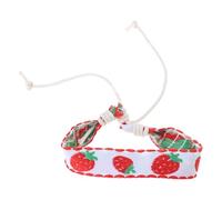SueaLe Strawberry Flower Embroidered Bohemia Weave Rope Friendship Bracelets Handmade Charm Bangles Jewelry Handmade Braided Wristlet Charm Friendship
