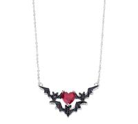 SueaLe Stylish Bat Pendant Necklace for Women Men Gothic Love, Red