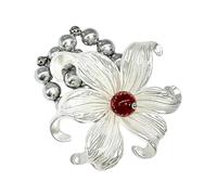 SueaLe Vintage Flowers Exaggerated Open Design White Tone Statement Jewelry For Women Statement Open Jewelry