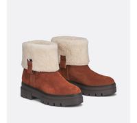 Suede Ankle Boots with Faux Fur Lining Cognac