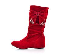 Suede Ankle Boots Women's Elegant Women's Boots Western Boots with Bow Tie Ankle Boots Flat Boots Riding Boots Slip On Boots Wide Shaft Boots Autumn Work Boots Winter Boots Winter Boots, red, 39 EU