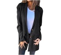 suede bomber jacket women Womens Suede Jacket Open Front Lapel Faux Leather Jackets Oversize Casual Button Down Long Sleeve Coat UK Fashion Y2K Streetwear Fall Winter Outfits Black 3XL
