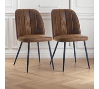 (SUEDE BROWN, 2pcs) 2/4/6pcs Velvet Dining Chairs Sturdy Metal Legs
