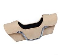 Suede Car Sun Visor Sunglasses Holder Clip with Magnetic Closure, Soft Lining Glasses Storage Case Organizer for Tickets, Fit for All Vehicles - Black(Beige)
