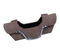 Suede Car Sun Visor Sunglasses Holder Clips with Magnetic Closure, Glasses Storage Case Organizer for All Vehicles - Black(Brown)