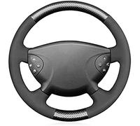 Suede Carbon Black Leather Car Steering Wheel Cover, For Mercedes Benz E-Class W211 G-Class W463 2002-2007,Black Line
